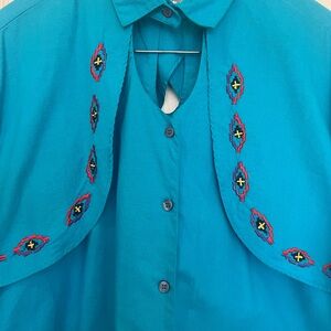 Vintage 1993 Side Saddle Women's XL Western Embroidered Aztec Cotton Rodeo EUC